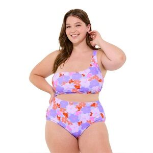 Ninety-Nine Kohls Floral Print Women's Swimsuit with Cutout Size 2XL NWT